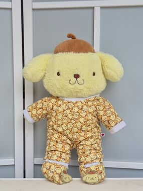 Sanrio Build A Bear Pompompurin Plush in Yellow and Brown with Patterned Pajamas